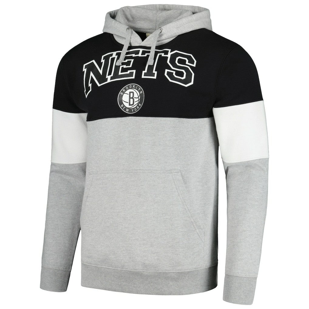 Brooklyn Nets Contrast Pieced Pullover Hoodie Black