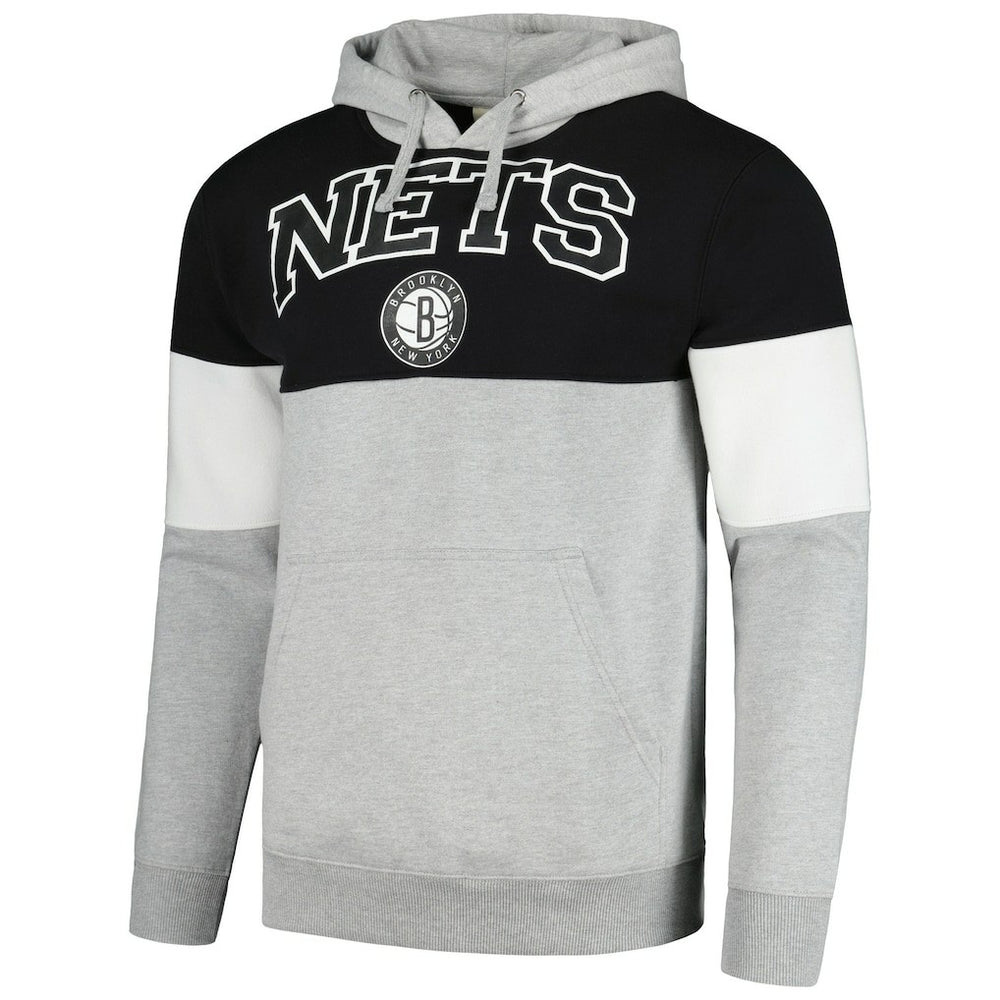 Brooklyn Nets Contrast Pieced Pullover Hoodie Black