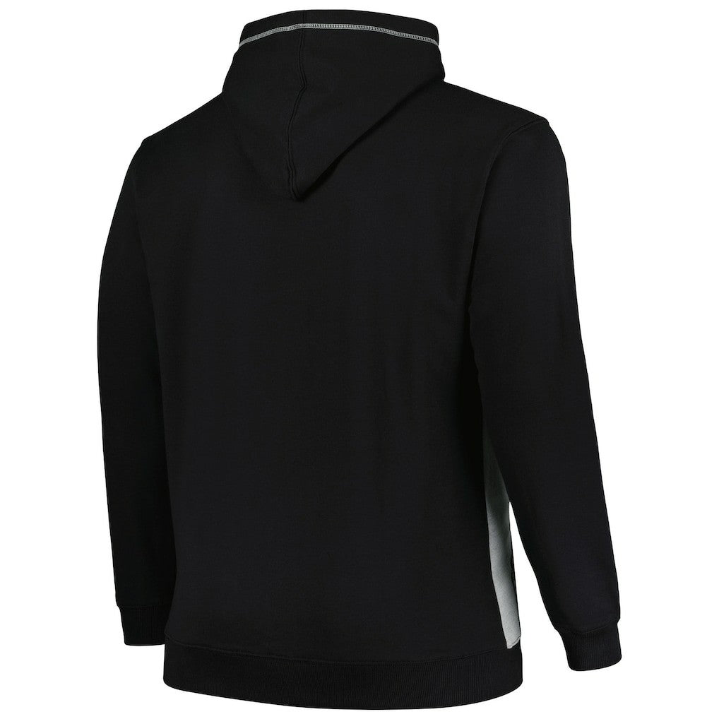 Brooklyn Nets Big & Tall Contrast Pieced Stitched Full-Zip Hoodie Black/Heather Gray