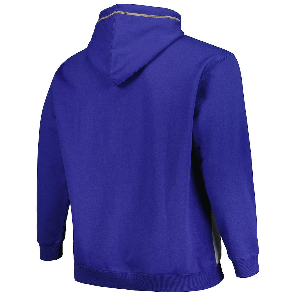 Golden State Warriors Big & Tall Contrast Pieced Stitched Full-Zip Hoodie Royal/Heather Gray