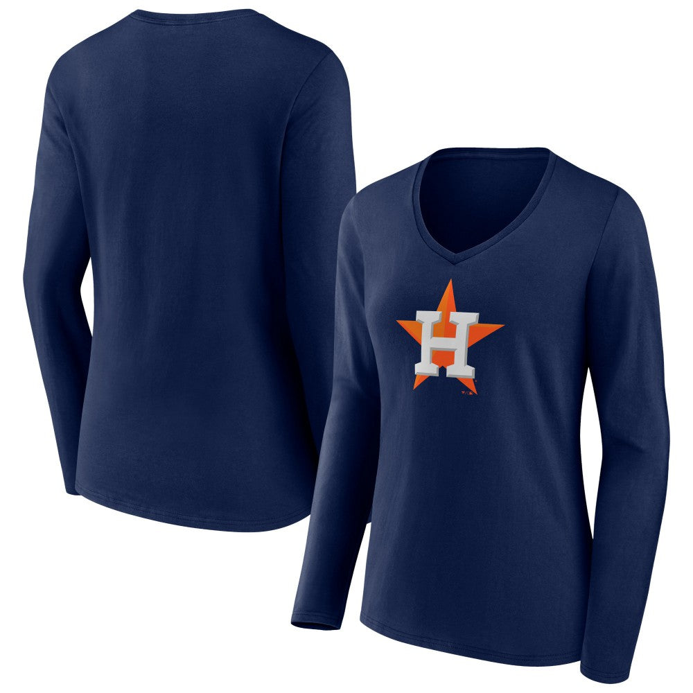 Houston Astros Fanatics Women's Official Logo V-Neck Long Sleeve T-Shirt - Navy T-shirts