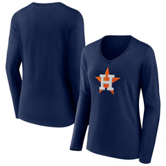 Houston Astros Fanatics Women's Official Logo V-Neck Long Sleeve T-Shirt - Navy T-shirts