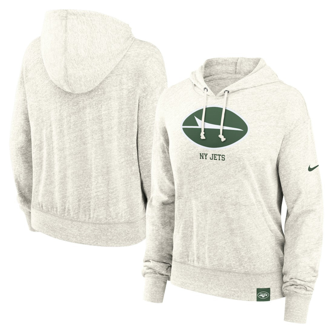 New York Jets Women's Gym Vintage Logo Pullover Hoodie Cream