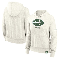 New York Jets Women's Gym Vintage Logo Pullover Hoodie Cream