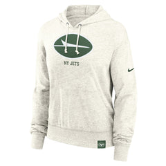 New York Jets Women's Gym Vintage Logo Pullover Hoodie Cream