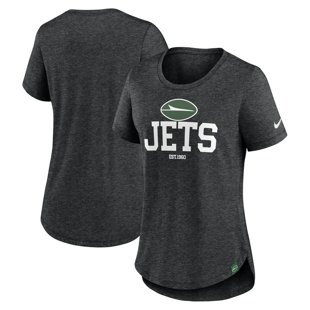 New York Jets Women's Fashion Tri-Blend T-Shirt Heather Black