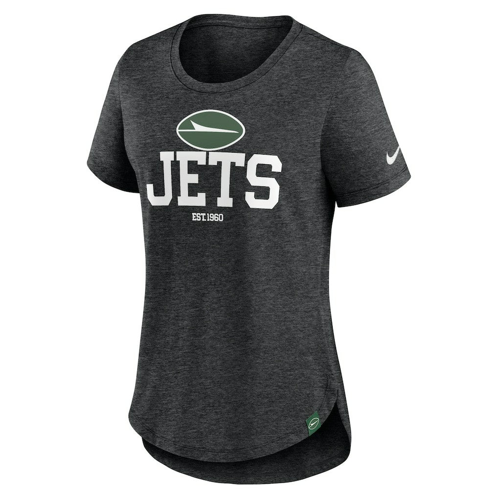 New York Jets Women's Fashion Tri-Blend T-Shirt Heather Black