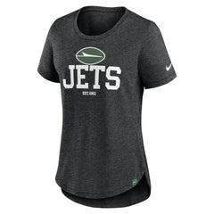 New York Jets Women's Fashion Tri-Blend T-Shirt Heather Black