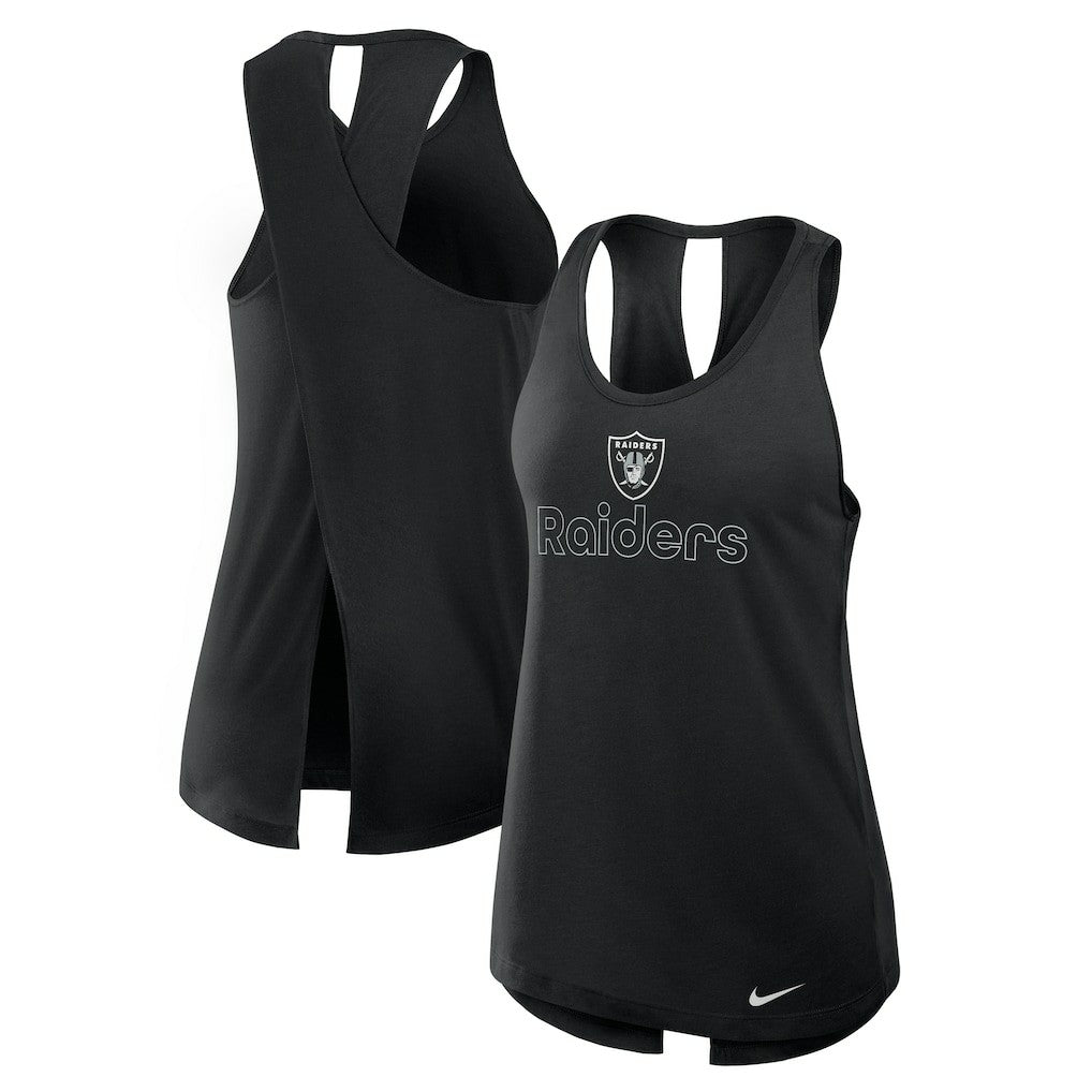 Las Vegas Raiders Women's Open-Back Crisscross Dri-FIT Tank Top Black