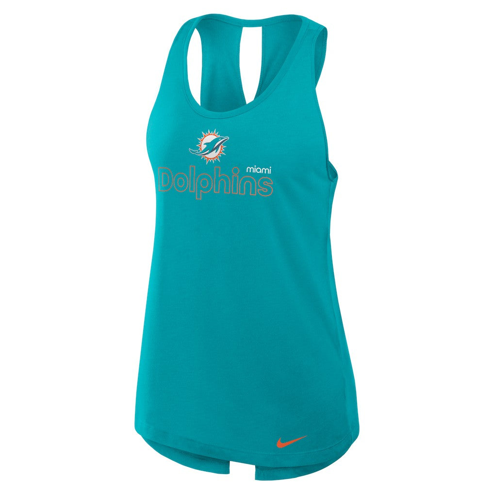 Miami Dolphins Women's Open-Back Crisscross Dri-FIT Tank Top Aqua