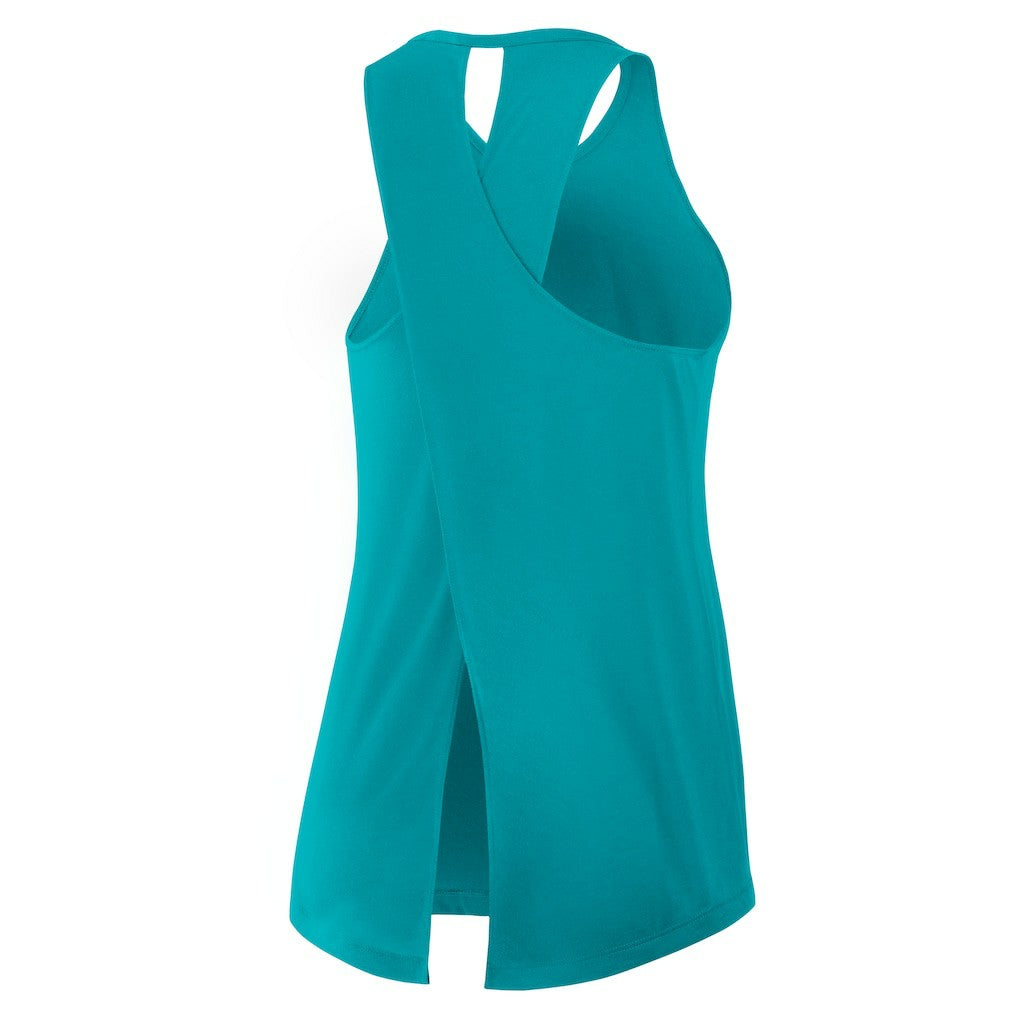 Miami Dolphins Women's Open-Back Crisscross Dri-FIT Tank Top Aqua