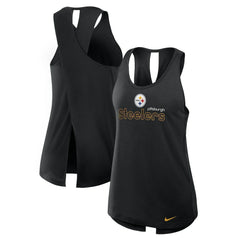 Pittsburgh Steelers Women's Open-Back Crisscross Dri-FIT Tank Top Black