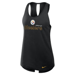 Pittsburgh Steelers Women's Open-Back Crisscross Dri-FIT Tank Top Black