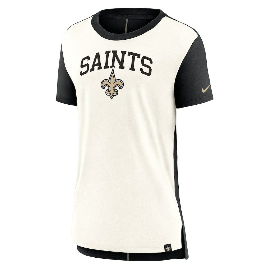 New Orleans Saints Women's Wordmark Tri-Blend T-Shirt Cream/Black
