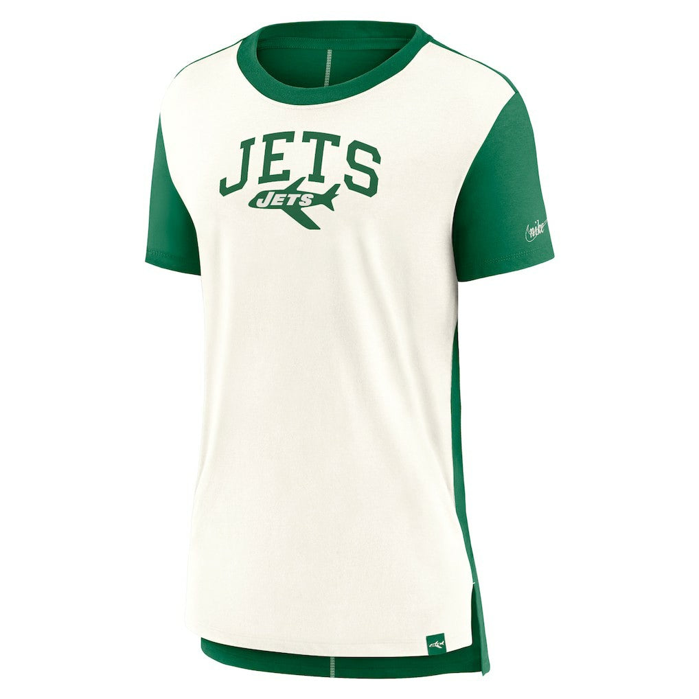 New York Jets Women's Wordmark Tri-Blend T-Shirt Cream/Kelly Green