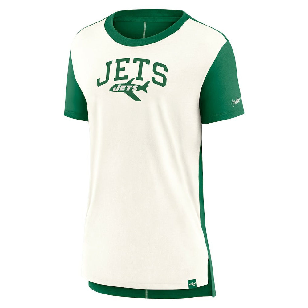New York Jets Women's Wordmark Tri-Blend T-Shirt Cream/Kelly Green