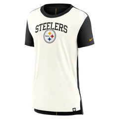 Pittsburgh Steelers Women's Wordmark Tri-Blend T-Shirt Cream/Black