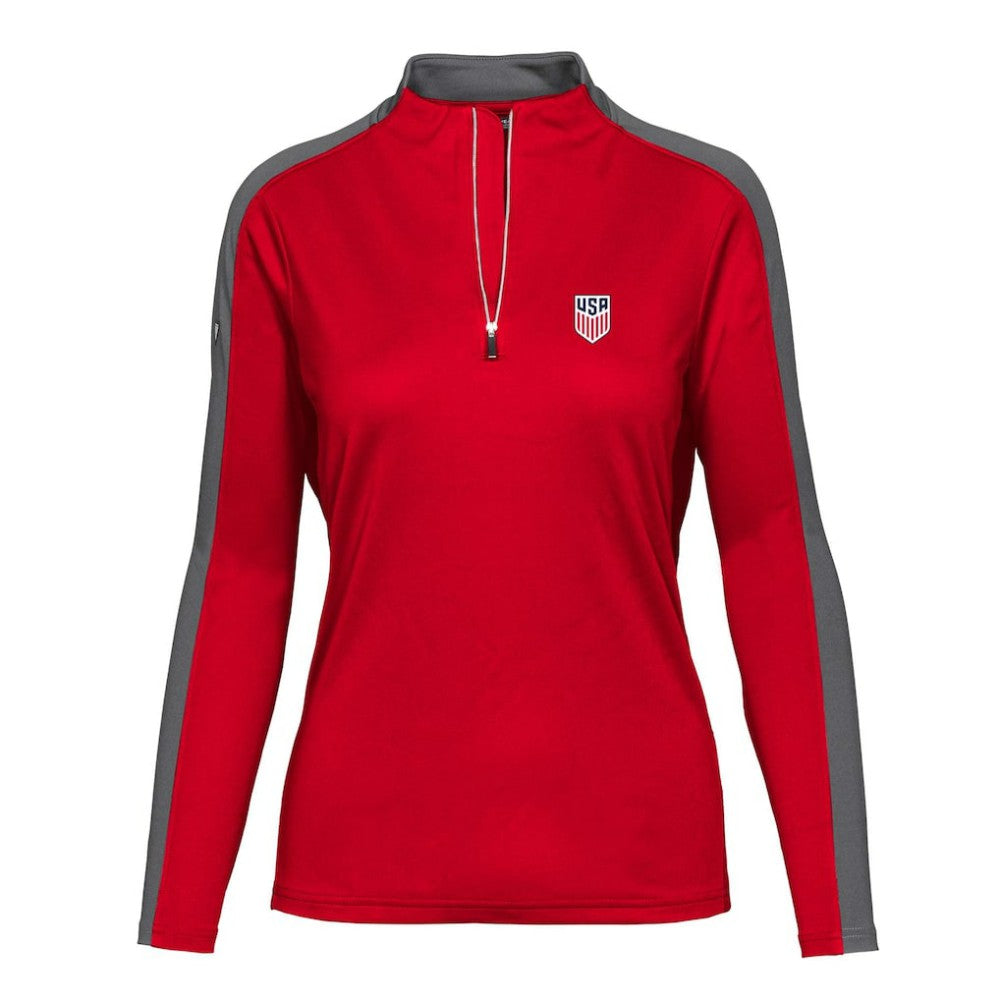 USMNT Levelwear Women's Quarter-Zip Pullover Top Red