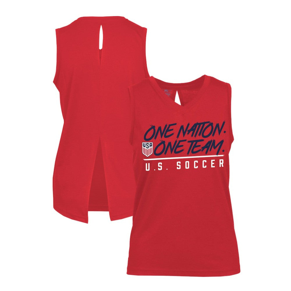 USMNT Levelwear Women's Paisley Chase V-Neck Tank Top Red shop