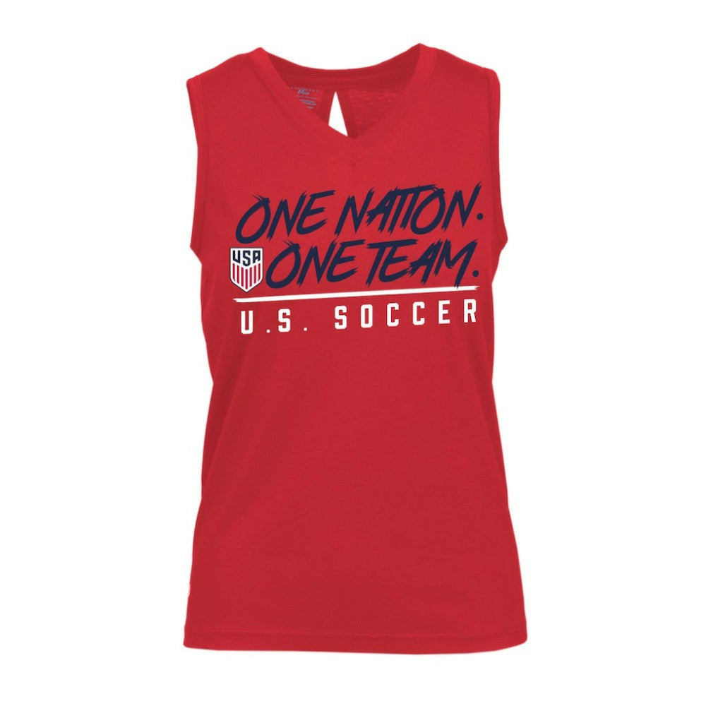 USMNT Levelwear Women's Paisley Chase V-Neck Tank Top Red shop