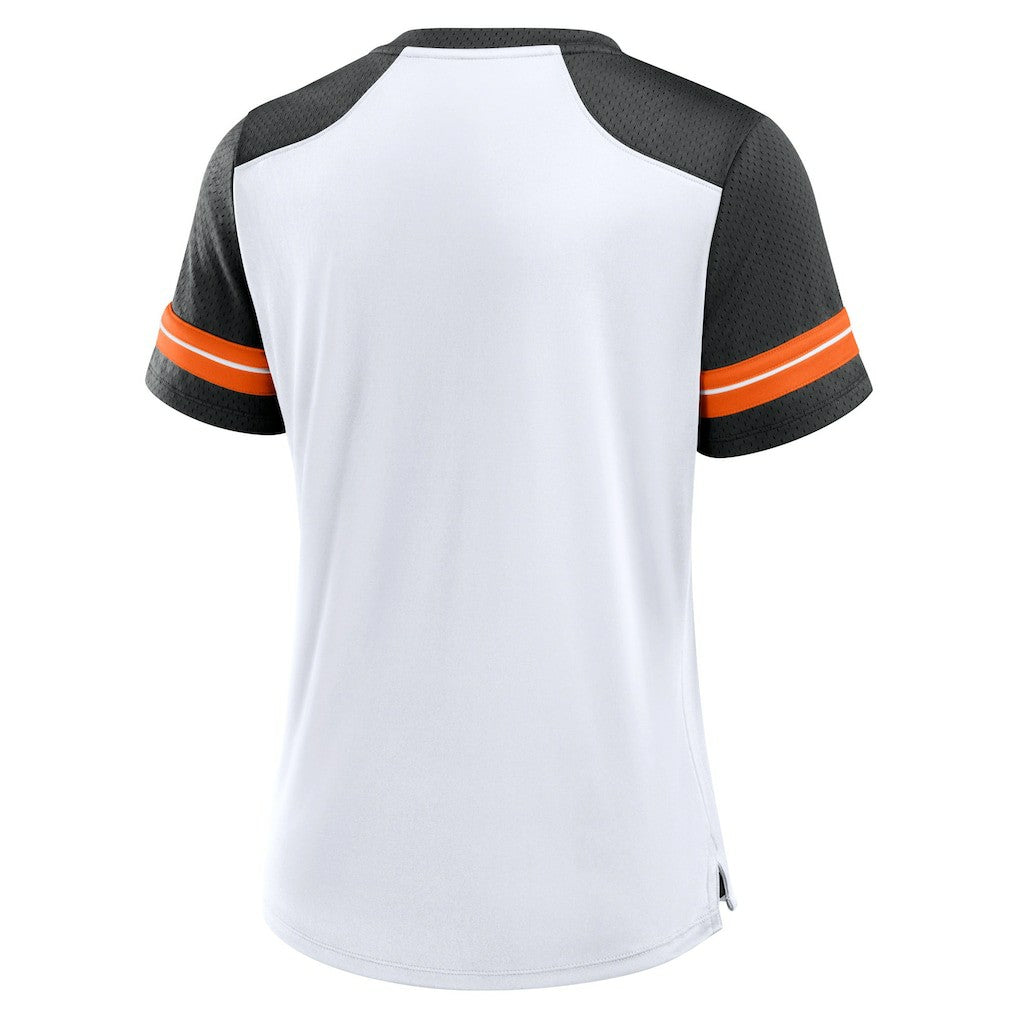Cincinnati Bengals Women's Foiled Primary Lace-Up T-Shirt White/Black
