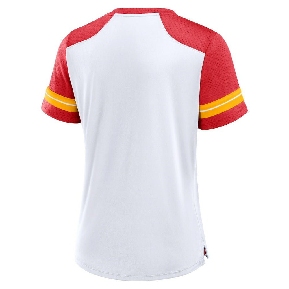 Kansas City Chiefs Women's Foiled Primary Lace-Up T-Shirt White/Red