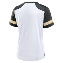 New Orleans Saints Women's Foiled Primary Lace-Up T-Shirt White/Black