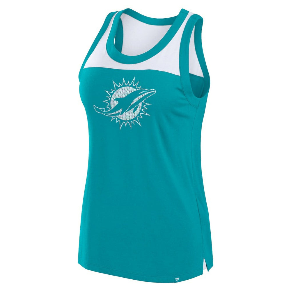 Miami Dolphins Women's Sequin Tank Top Aqua