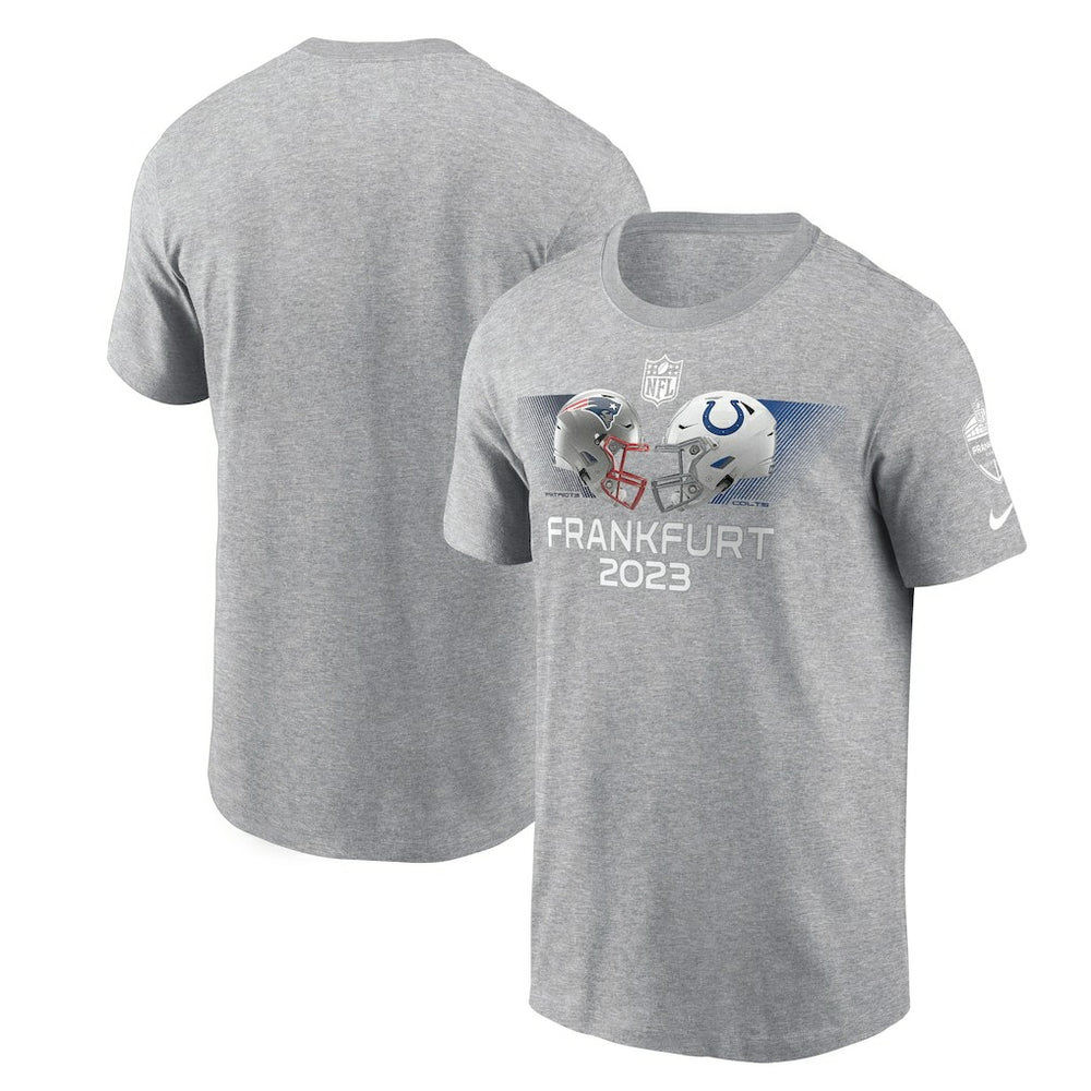 New England Patriots vs. Indianapolis Colts 2023 Frankfurt Game Essential T-Shirt Heather Gray