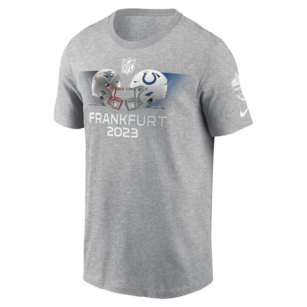 New England Patriots vs. Indianapolis Colts 2023 Frankfurt Game Essential T-Shirt Heather Gray