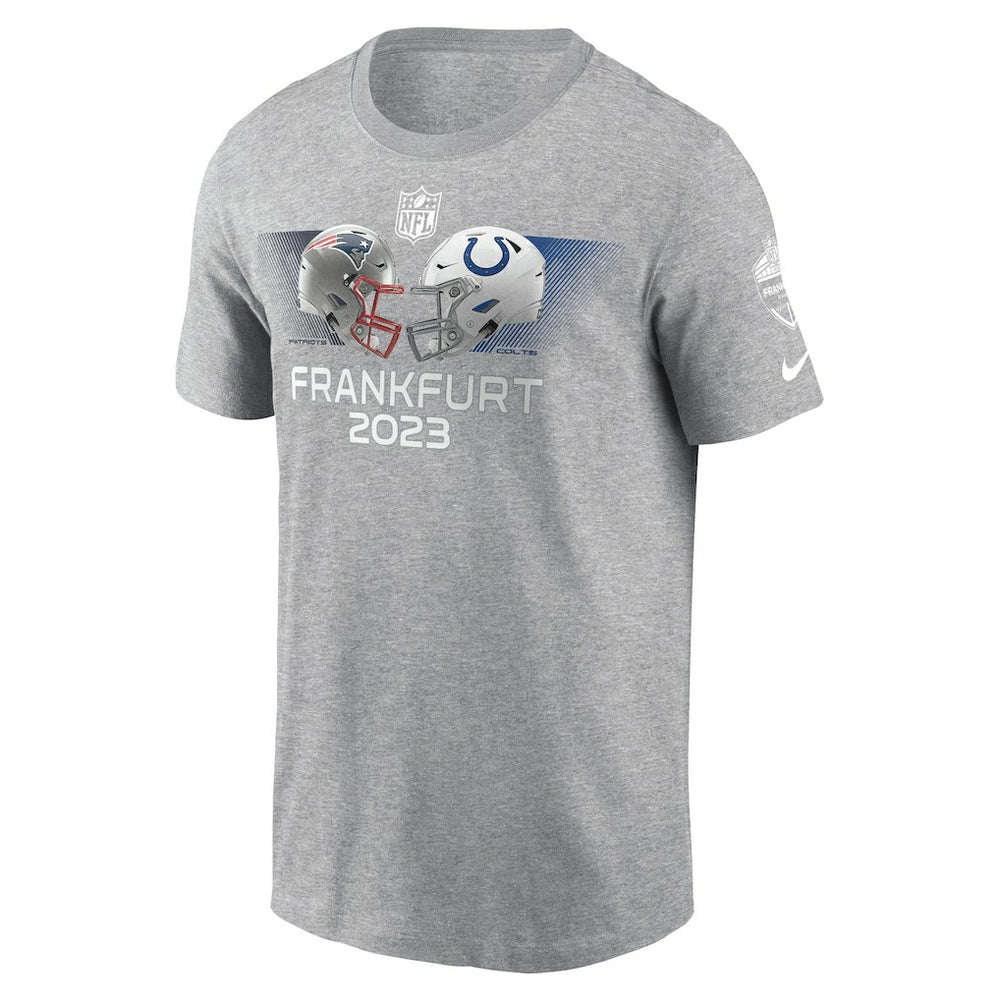 New England Patriots vs. Indianapolis Colts 2023 Frankfurt Game Essential T-Shirt Heather Gray