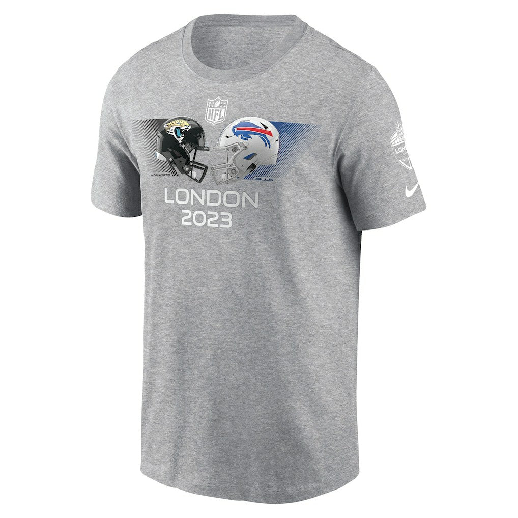 Jacksonville Jaguars vs. Buffalo Bills 2023 London Game T-Shirt Heather Charcoal