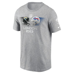 Jacksonville Jaguars vs. Buffalo Bills 2023 London Game T-Shirt Heather Charcoal