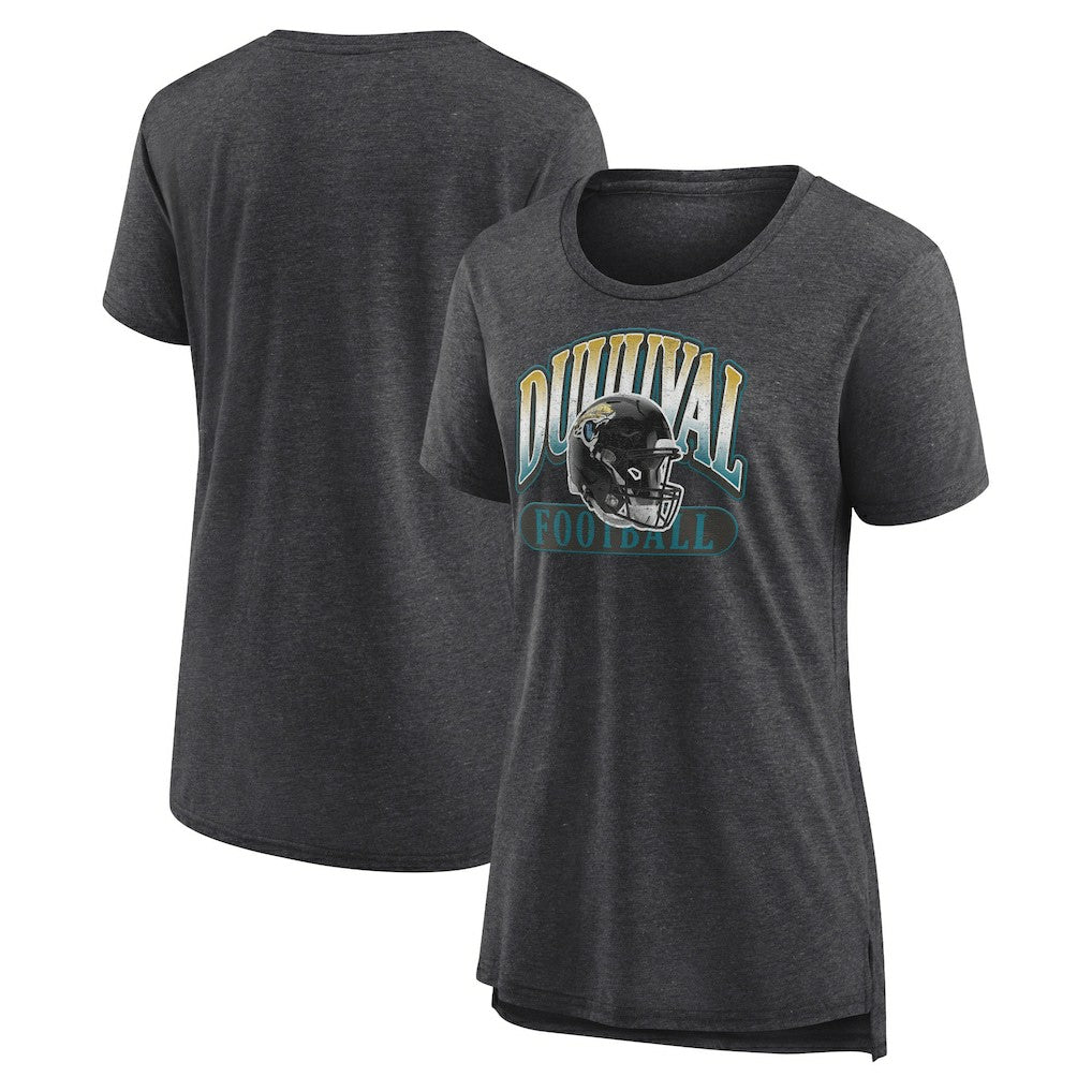 Jacksonville Jaguars Women's Our Pastime Tri-Blend T-Shirt Heather Charcoal
