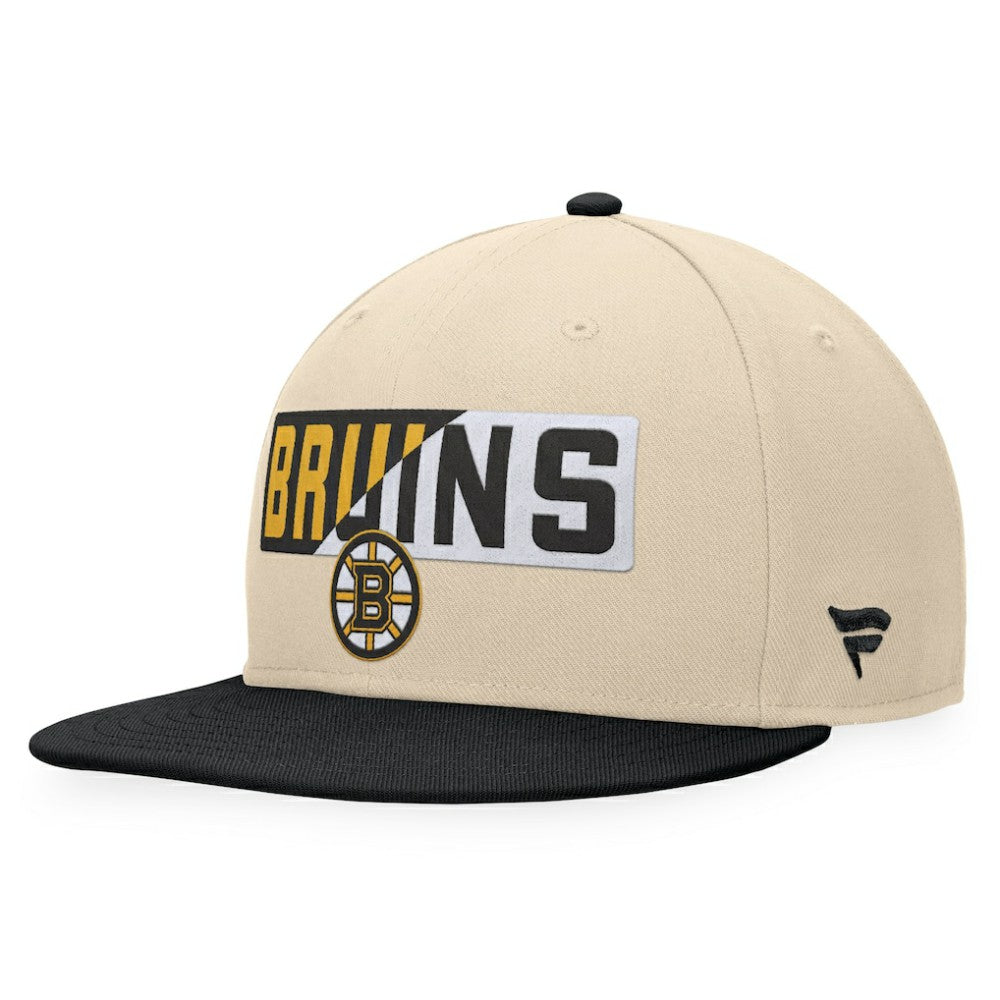 NHL Boston Bruins Fanatics Goalaso Snapback Hat - Cream/Black