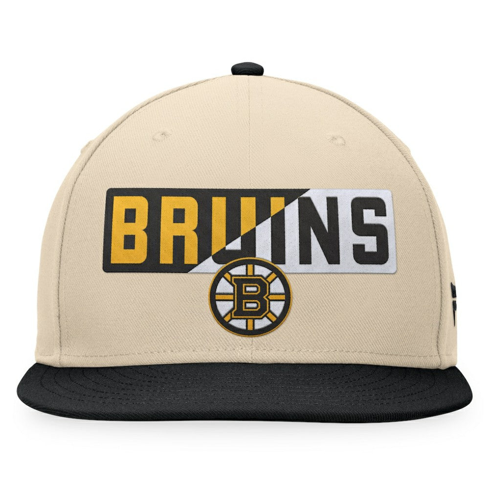 NHL Boston Bruins Fanatics Goalaso Snapback Hat - Cream/Black