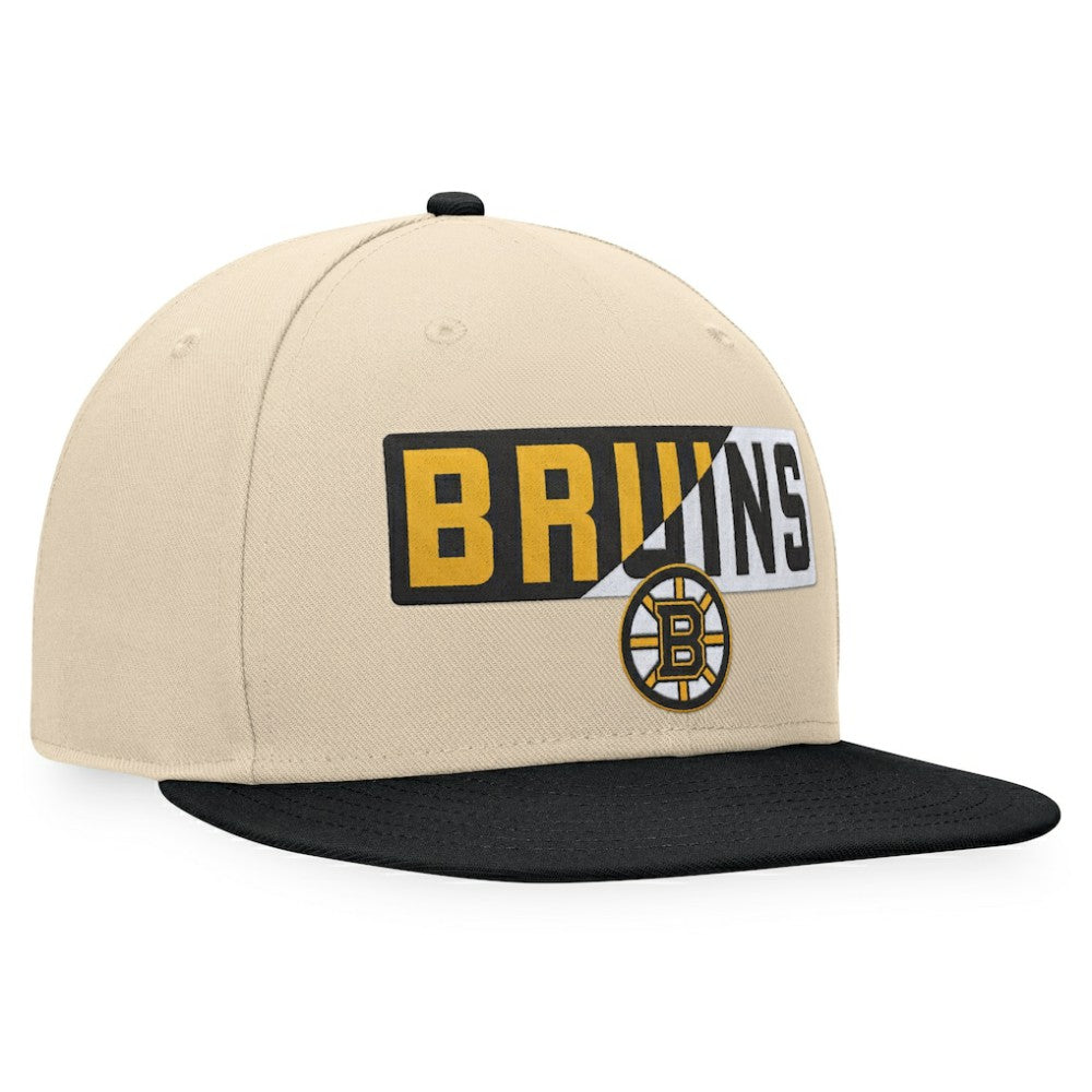 NHL Boston Bruins Fanatics Goalaso Snapback Hat - Cream/Black