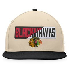 NHL Chicago Blackhawks Fanatics Goalaso Snapback Hat - Cream/Black
