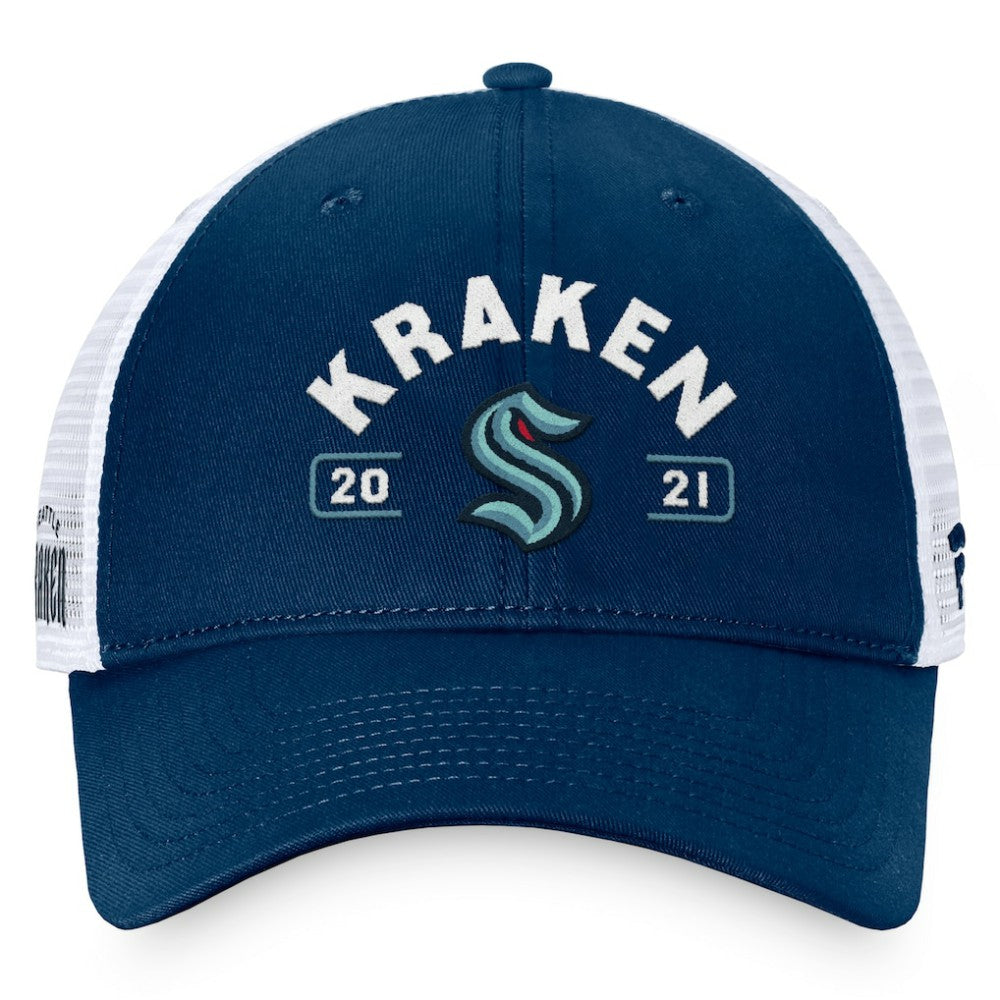 NHL Seattle Kraken Fanatics Free Kick Trucker Adjustable Hat - Deep Sea Blue/White