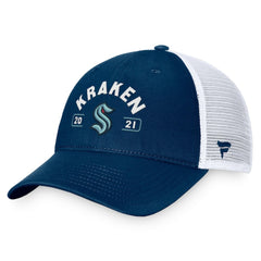 NHL Seattle Kraken Fanatics Free Kick Trucker Adjustable Hat - Deep Sea Blue/White