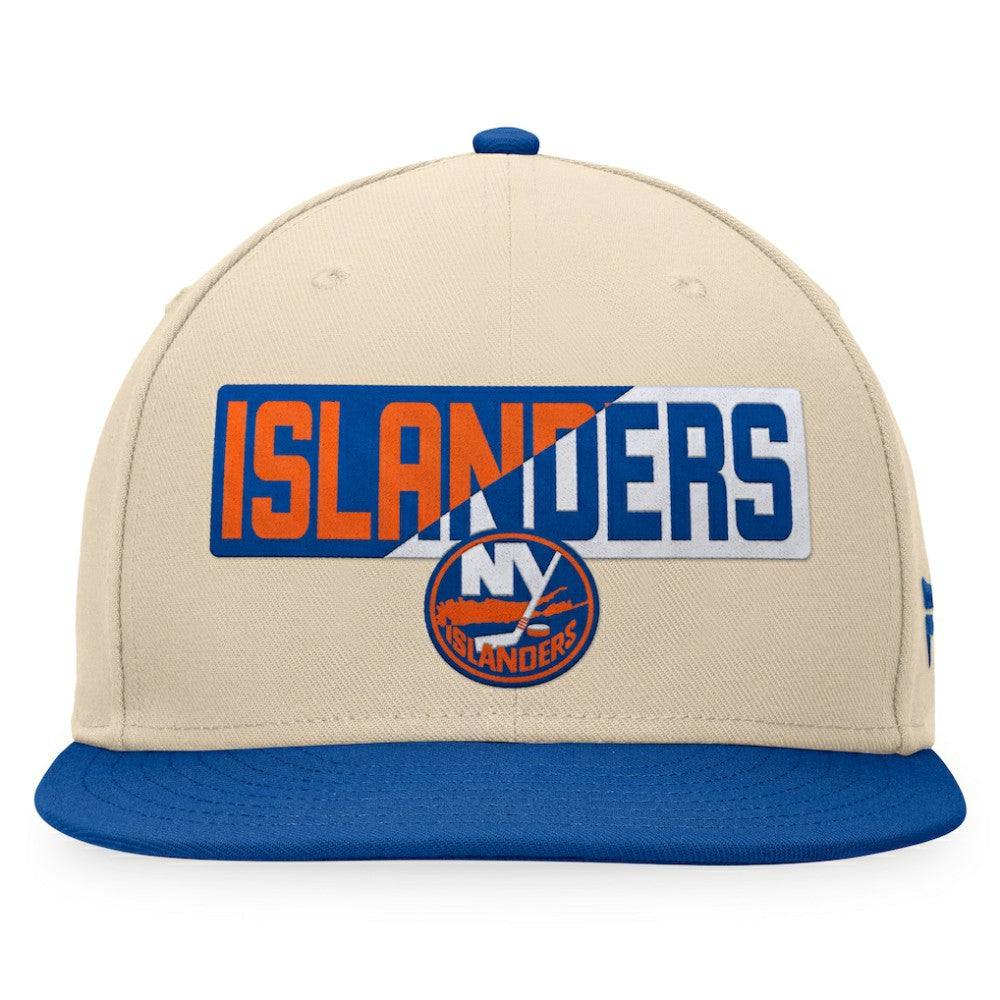 NHL New York Islanders Fanatics Goalaso Snapback Hat - Cream/Royal