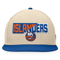 NHL New York Islanders Fanatics Goalaso Snapback Hat - Cream/Royal