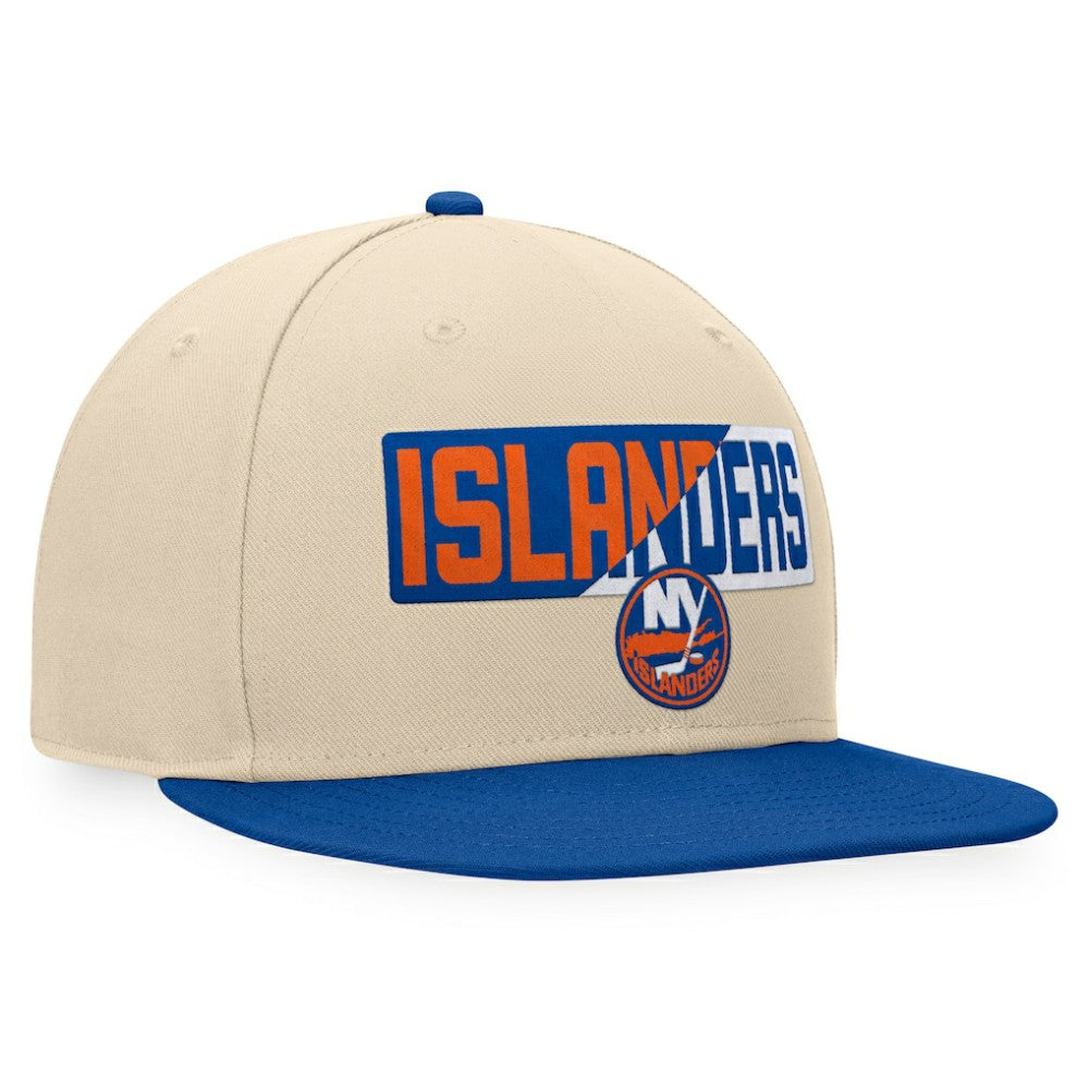 NHL New York Islanders Fanatics Goalaso Snapback Hat - Cream/Royal