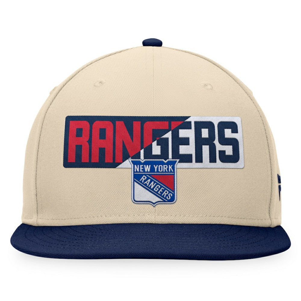 NHL New York Rangers Fanatics Goalaso Snapback Hat - Cream/Navy