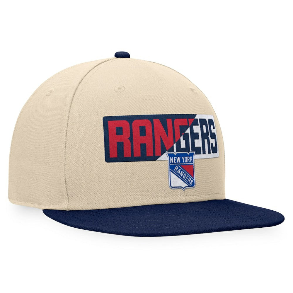 NHL New York Rangers Fanatics Goalaso Snapback Hat - Cream/Navy