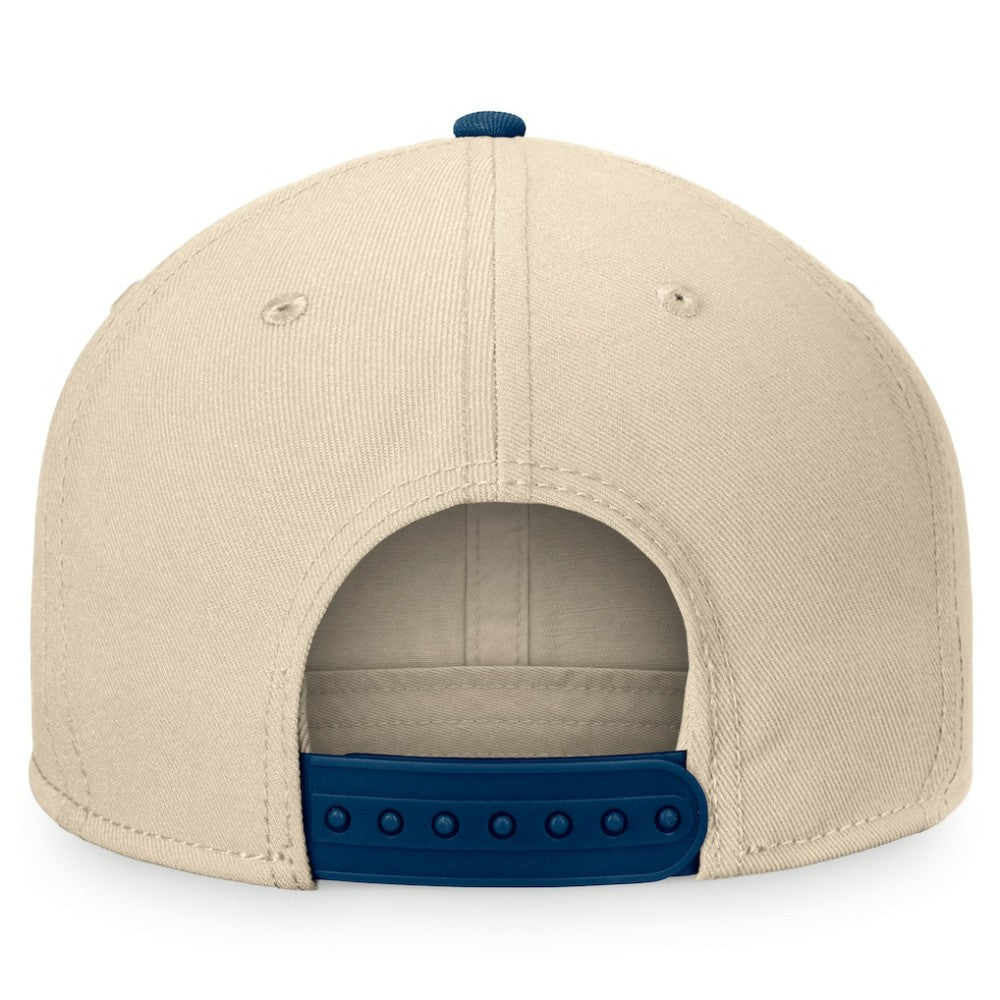 NHL Seattle Kraken Fanatics Goalaso Snapback Hat - Cream/Deep Sea Blue