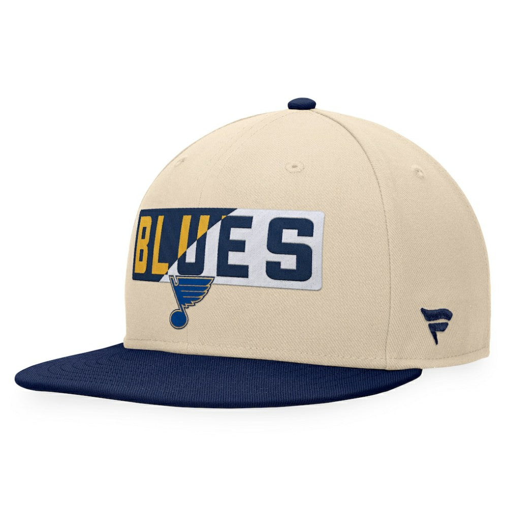 NHL St. Louis Blues Fanatics Goalaso Snapback Hat - Cream/Navy
