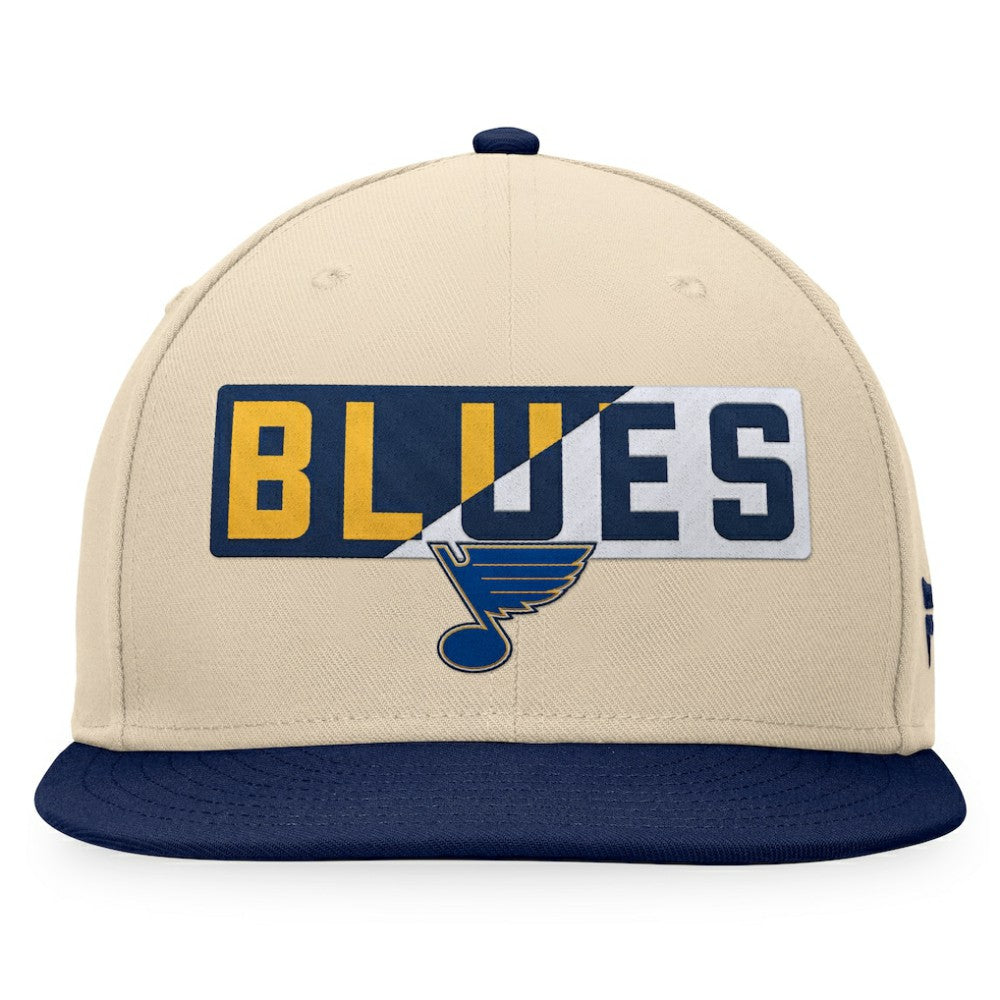 NHL St. Louis Blues Fanatics Goalaso Snapback Hat - Cream/Navy