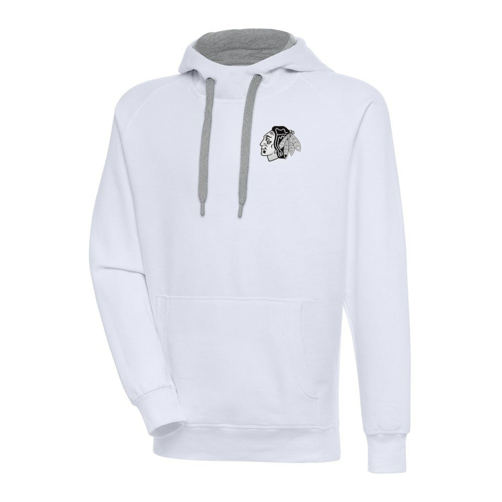 NHL Chicago Blackhawks Antigua Metallic Logo Victory Pullover Hoodie - White