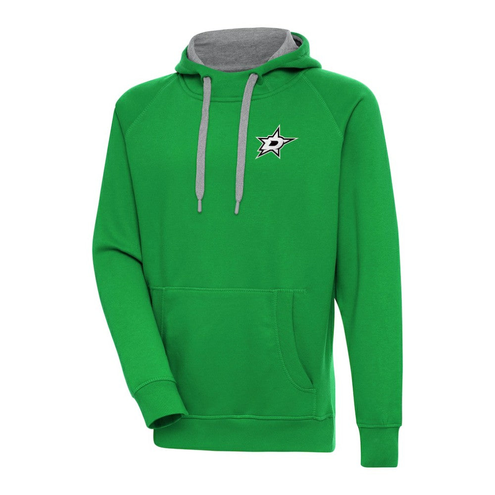 NHL Dallas Stars Antigua Metallic Logo Victory Pullover Hoodie - Kelly Green